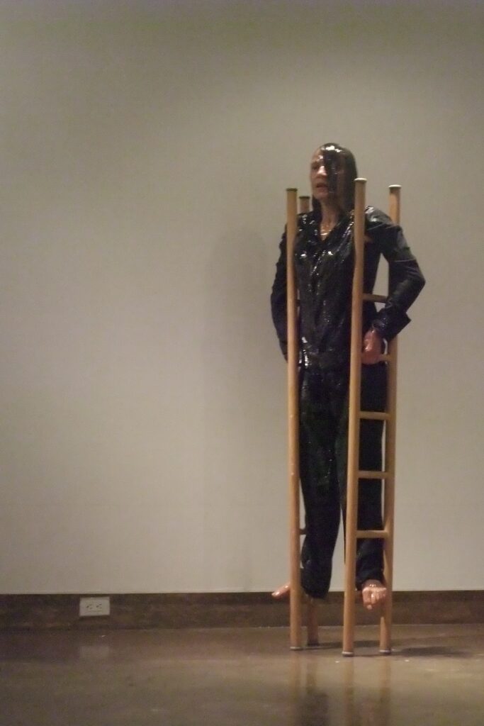 Robin Poitras performing untitled: a work that draws on past works at XPACE Cultural Centre