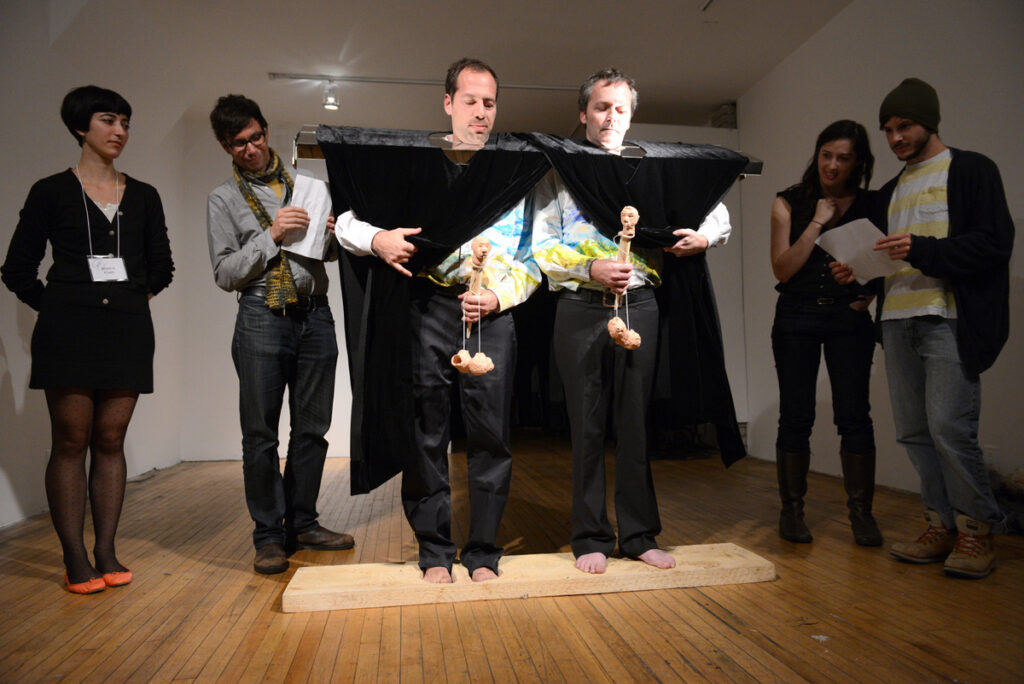 Carl Bouchard and Martin Dufrasne performing at Toronto Free Gallery