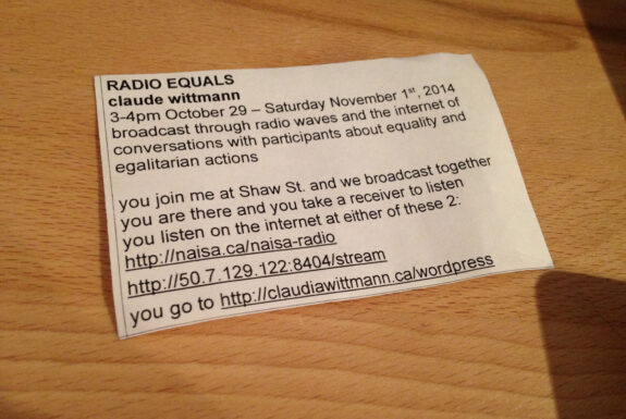 claude wittmann Radio Equals flyer