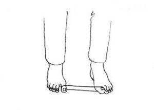 Event Illustration: string tied around both big toes.