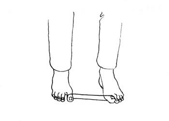 Event Illustration: string ties around both big toes