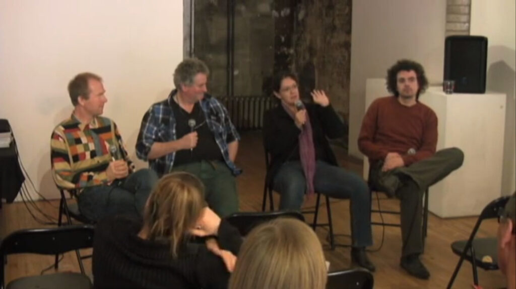 Paul Couillard, Brian Connolly, Robin Brass and Maurice Blok at Performance Art Daily panel discussion