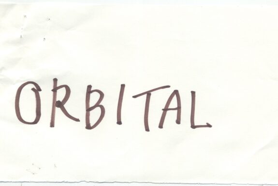 Notebook page from Step 2 with the word 'Orbital' in thick black marker