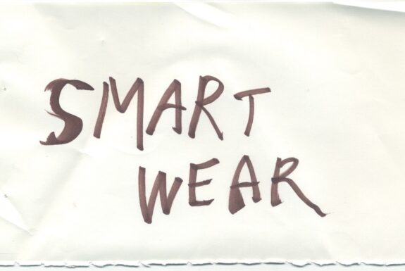 Notebook page from Step 2 with the words 'Smart wear' in thick black marker
