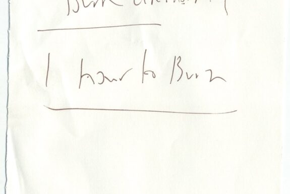 Notebook page from Step 2 with the words 'It doesn't burn uniformly 1 hour to burn' in fine black ink