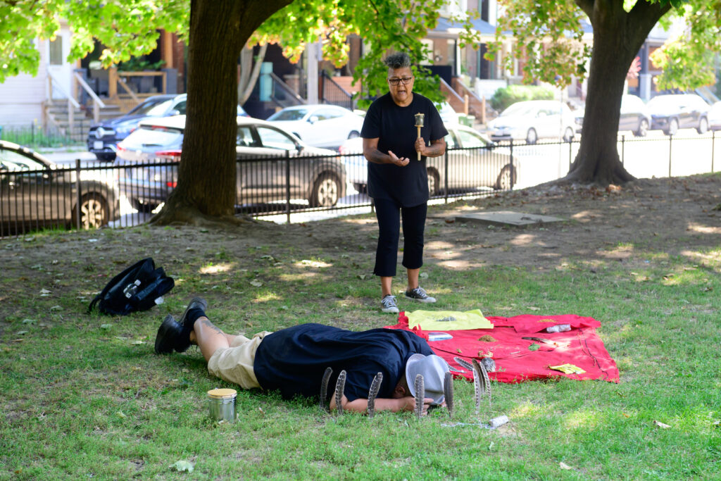 Jackson 2bears and Janet Rogers of 2Ro Media perform Medicine Shadow at the 7a*11d festival.