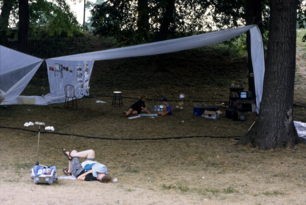 Participants in sur, blue, round at Sediment | Trinity Bellwoods Park